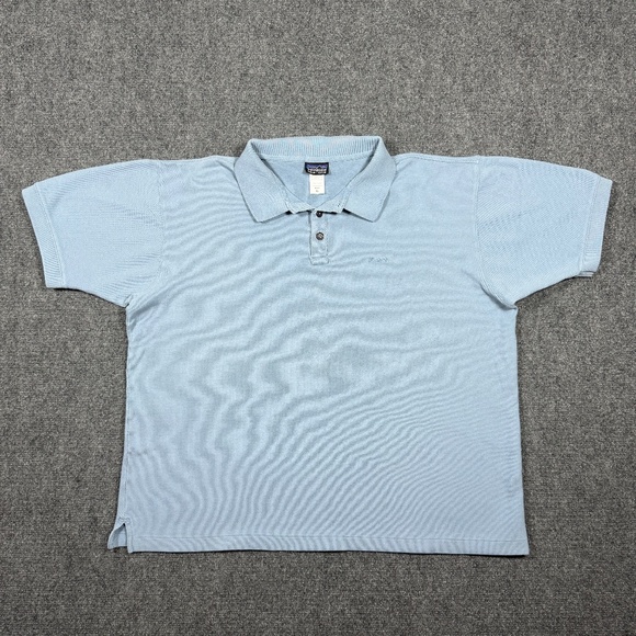 Vintage Patagonia Polo Shirt Mens XL Sky Blue Short Sleeve Organic Cotton Y2K - Picture 1 of 9